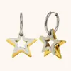 Pendientes de Diseño Elegante de Nicho Transfronterizos Europeos y Americanos Acero Inoxidable Chapado en Oro de 18 Quilates Pendientes de Estrella de Cinco Puntas para Mujer Gama Alta