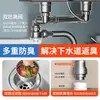 Juego de desagüe montado en la parte trasera para mueble de lavabo doble, kit de desagüe ahorrador de espacio, accesorios de tubería de desagüe para fregadero de cocina antiolor y a prueba de fugas
