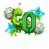 Nuevo Sombrero de Cumpleaños de Dibujos Animados Verdes Set de Globos de Papel de Aluminio de Dinosaurio Decoración de Fiesta de Cumpleaños para Niños