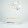 Elefante de Cinta Acrílica Arcoíris Niños Niñas Luna Estrella Pentagonal Bandera Decoración de Pastel de Cumpleaños Tarjeta Insertable