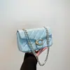 Bolso bandolera con cadena para mujer, bolso de hombro con bordado de diamantes transfronterizo, bolso pequeño cuadrado de moda para debajo del brazo para damas