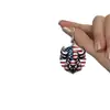 Aretes Acrílicos de Bandera Americana, 6 Pares para Mujer, Diseño Patriótico Plano 2D con Águila, Cereza, Toro, Flor y Corazón