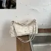 Nova Bolsa de Ombro Único Degradê Lavado de Alta Qualidade Jeans Retrô Corrente de Diamante Moda Versátil Bolsa Tote Transversal