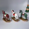 Decoración Colgante Navideña de Caballo Mecedora Pintado de Resina Transfronteriza Adorno para Árbol de Navidad Adorno Colgante Pequeño Adorno Pequeño Estilo Ins