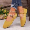 Zapatos de mujer de talla grande transfronterizos europeos y americanos, otoño 2026, de goma, suela blanda, tacón plano, cierre de velcro, zapatos casuales de punta redonda, de un solo color