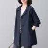 Con Forro Gabardina de longitud media de alta gama para mujer 2026 primavera y otoño nuevo casual holgado versátil top de moda