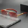 Gafas de Sol con Estampado de Madera y Cabeza de Leopardo para Mujer, Gafas de Sol de Alta Gama para Hombre, Montura Cuadrada de Doble Puente, Sin Montura con Protección Solar, Gafas de Sol Personalizadas