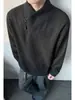Sudadera Henley a rayas grises para hombre, colección de otoño, peso pesado, con un toque de estilo Chanel, polo, camiseta, capa interior estilo americano, capa base