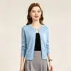 Nuevo cárdigan de punto liso para otoño e invierno para mujer, prenda exterior holgada de cuello redondo, chaqueta suéter corta