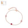 Nuevo Pulsera de Plata de Ley S925 Diamante Rojo Rosa Brillante para Mujer Elegante Dulce Rosa Circonita Chapado en Oro Rosa Joyería
