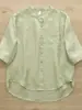 Novo Cardigã de Verão com Gola Alta e Mangas de Cinco Pontos Versátil Emagrecedor Algodão Linho Manga Média Camisa Casual Top de Manga Curta Feminino