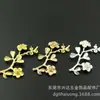 Accesorios de joyería DIY de cobre fundido, colgante de rama de ciruelo de 32*17 mm, se puede pegar con perla, accesorios de material de horquilla
