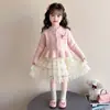 Vestido de Niña Otoño 2026 Nuevo Estilo Primavera y Otoño para Niños Falda de Manga Larga Ropa de Otoño para Bebé Conjunto de Dos Piezas Cardigan Suéter