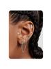 Pendientes de borlas de cadena con sentido avanzado transfronterizo europeo y americano, de latón chapado en oro, con circonitas coloridas y hebilla para las orejas para mujer