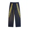 Primavera y Verano Estilo Americano de Moda Marca Diseño Recto Holgado Pierna Ancha Deportivos Casuales Pantalones Largos con Cordón Versátiles Pantalones de Chándal Venta al por Mayor