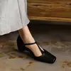 2026 Novas Pantufas Fechadas Quadradas Feitas à Mão Confortáveis de Nicho Simples Retrô Feitas de Couro Bovino de Camada Superior com Aumento Interno de Altura de 5,5cm