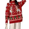 Suéter de Punto de Cachemira Grueso con Ciervo Navideño para Mujer Otoño Invierno Nuevo Estilo Transfronterizo Suéter Holgado Dulce Ropa de Mujer Lana