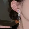 Aretes Coreanos de Estrella con Diamantes Completos y Borla Larga para Mujer Lujo Accesible Elegantes Aretes de Diseño Nicho Aretes