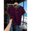 Estilo Popular de Verano: Camiseta de Manga Corta para Mujer con Hombros Normales, Cuello Redondo, Algodón Puro, Bloques de Color, Diseño Único, Top Moderno y de Moda