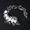 Venda Direta de Fábrica Estilo Coreano Flor de Argila Macia Pente para Noiva Pura e Artesanal Pente para Cabelo de Vestido de Noiva Venda por Atacado de Comércio Exterior Faixa de Cabelo