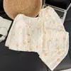 [Atacado] Conjunto de pijama feminino de manga comprida com poás, estampa de urso, gola redonda, estilo de abertura frontal, adequado para primavera e outono, modelagem solta, tamanhos grandes, roupa de casa