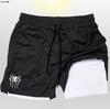 Pantalones Cortos de Verano Doble Capa Dos en Uno Serie Spider-Man Estampado 2D Anime Pantalones de Entrenamiento Fitness Pantalones Deportivos