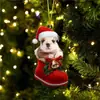 Novedades 2022 Calcetines de Navidad Perro de Navidad Decoraciones Colgantes de Árbol de Navidad Adornos para Coche Decoraciones para el Hogar