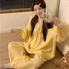 Pijama de Algodón Nube Nuevo para Niñas 2026 Primavera y Verano Manga Larga Pantalón Largo Dibujos Animados Cuello Redondo Conjunto de Ropa para el Hogar Se Puede Usar Afuera