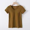 Una generación de pelo con almohadilla en el pecho de manga corta para mujer, camiseta de verano ajustada y fina de color liso con media manga, nueva chaqueta básica para llevar por fuera