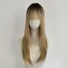 Amazon Transfronteiriço Novo Seda Matte Moda Cabelo Longo Liso Franja de Ar Camadas Rede Rosa Cobertura Completa da Cabeça Atacado