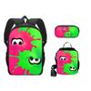 Nueva Mochila Escolar de Splatoon 3 Mochila de Poliéster Mochila para Niños Bolso de Hombro Estuche para Lápices Juego de Tres Piezas