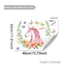 Patrón Floral Personalizado Mariposa Unicornio Rosa Pegatina Creativa para Ventana Decoración de Fondo para Dormitorio Sala de Estar Pegatina Electrostática para Vidrio