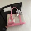 Bolsa de Mão de Lona Versátil e Fashion para Mulheres, Grande Capacidade com Pequena Bolsa Pendurada, Bolsa de Ombro Simples, Bolsa Tote de Alta Qualidade