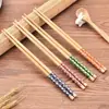Vajilla Flor de Cerezo Natural Ecológico Palillos de Bambú Alta Calidad Impresos Restaurante Palillos Japoneses Sin Pintura Sin Cera Antimoho Doméstico Antideslizante