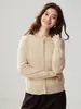 Cárdigan de punto jacquard hueco de cachemira para mujer, cuello redondo, manga larga, tapeta de encaje, otoño/invierno, abotonado, chaqueta estilo Coco Chanel
