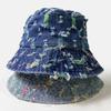 Sombrero de Pescador de Mezclilla Vintage Desgastado para Mujer, Nuevo Sombrero de Tela Versátil Casual de Otoño, Dulce Sombrero de Cubo de Moda Cool