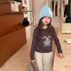 Mistura selecionada de Tencel, toque sedoso, caimento fluido, respirável, amigável à pele~ Estilo hot girl para meninas, slim fit, camiseta de manga longa com estampa de coelho, camada base