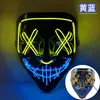 Máscara Halloween Luminosa Transfronteriza El Luz Fría Negra Forma de V Cara de Fantasma de Terror Accesorios de Fiesta Danza Led
