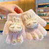 Luvas de Meio Dedo para Bebê Outono e Inverno Bebê Quente Dobráveis Tricô com Dedos de Fora Menina Dedo Desenho Animado 2024 Novo