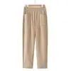 Pantalones harén para mujer de mediana edad, otoño 2026 nuevos pantalones casuales de lana ajustados de cintura alta versátiles, pantalones zanahoria