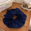 Elástico de Cabelo Azul Marinho com Bolinhas Estilo Coreano para Mulheres, Corda para Coque, Acessório de Cabelo Elástico para Rabo de Cavalo Baixo Venda por Atacado