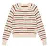 Cárdigan de punto a rayas con bloques de color vintage para primavera y otoño de 2026, suéter corto casual ajustado para mujer, nuevo ajuste holgado