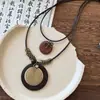 Novo Colar Longo de Pena Estilo Zen Chinês para Mulheres Estilo Étnico Retrô Corrente Decorativa para Suéter Acessórios de Pingente Boêmio