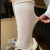 Meias Femininas Meia-Perna Cor Lisa Tricô Estilo Japonês Estilo Pelúcia Branco Ins Tendência Versátil Verão Meias de Confinamento para Mulheres Atacado