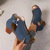 Comercio Electrónico Transfronterizo Otoño 2026 Sandalias de Tacón Grueso Talla Grande para Mujer Moda Europea y Americana Sandalias de Tacón Alto con Hebilla y Punta Redonda para Mujer