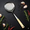 Colador de Madera de Haya de 2 cm Utensilio de Cocina para Freír, Filtrar y Escurrir Fideos y Empanadas con Mango de Madera