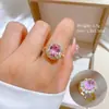 [Galvanoplastia de ouro real] Design Europeu e Americano ins Wind Geometry Diamond Ball Ring Anel Aberto de Vento Frio para Mulheres
