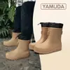 Botas de Lluvia con Cordón para Hombre Nuevas Impermeables para Senderismo al Aire Libre Zapatos de Agua Casuales Botas Cortas de Pareja Botas de Lluvia de Media Pantorrilla
