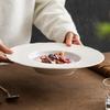 Chapéu de Palha com Padrão de Linha Prato de Cerâmica Sentido Avançado Luxo Leve Hotel Restaurante Comida Ocidental Prato de Sopa Pagatine Fruta Prato Salah