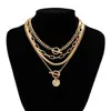 Collar multicapa de corazón negro europeo y americano, colgante de corazón simple con cierre OT, cadena multicapa para clavícula con corazón